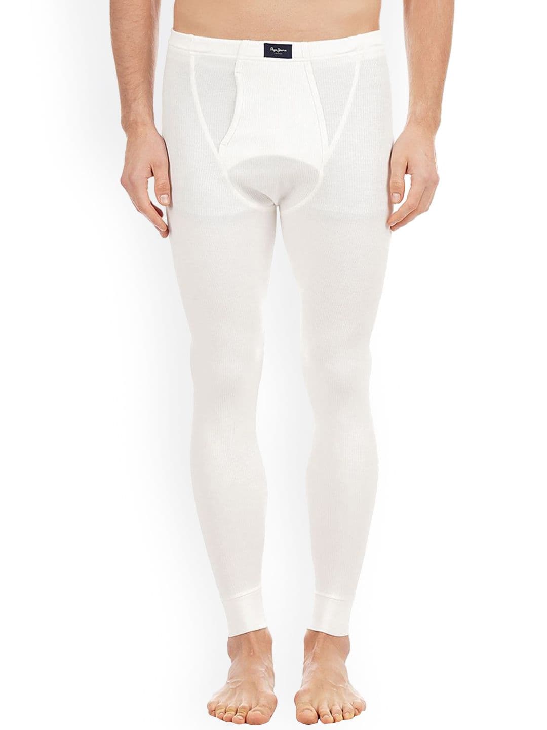 Pepe Jeans Men Off White Solid Thermal Bottoms - view 1
