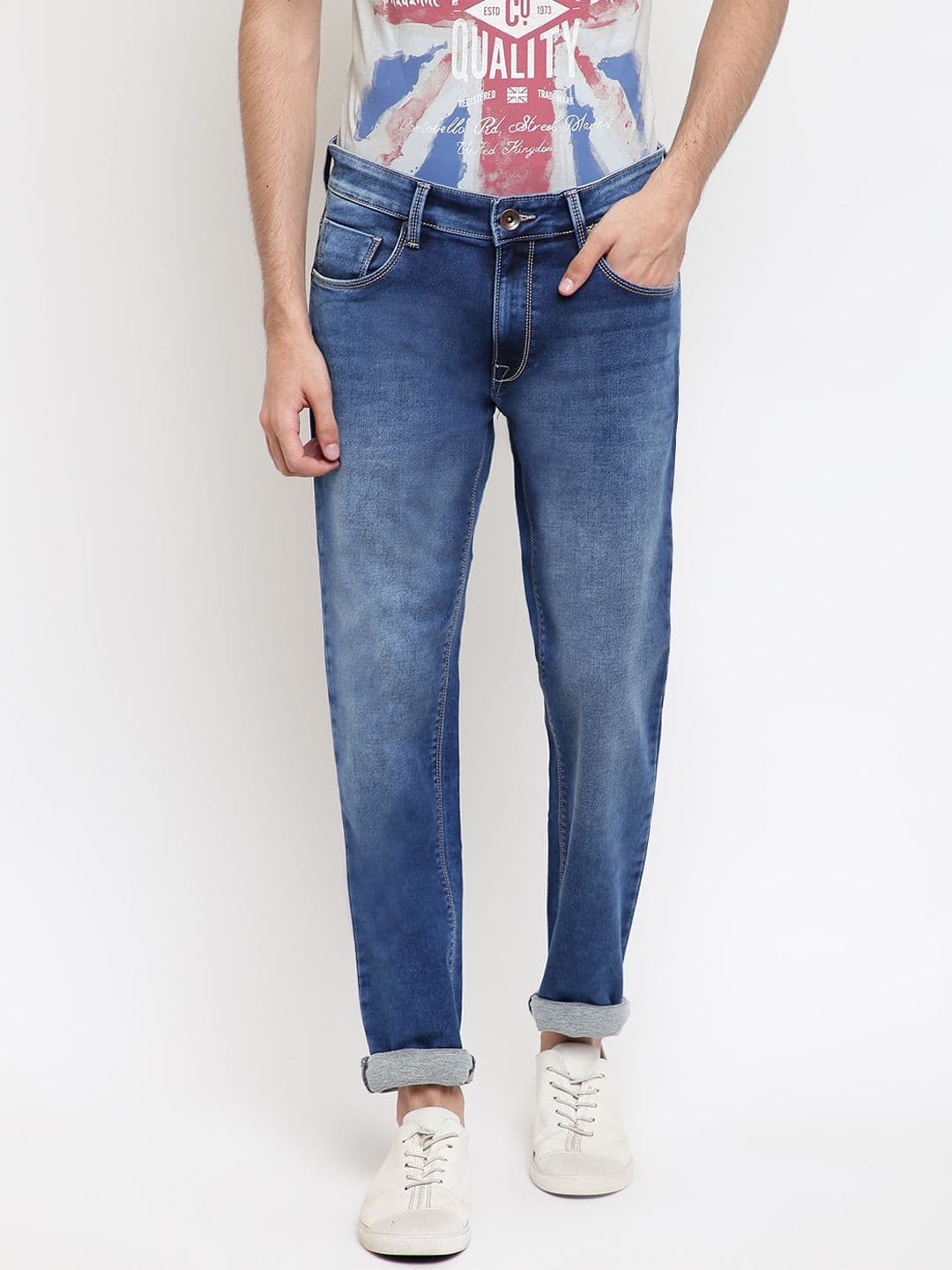 Pepe Jeans Men Blue Slim Fit Mid-Rise Clean Look Jeans - view 1