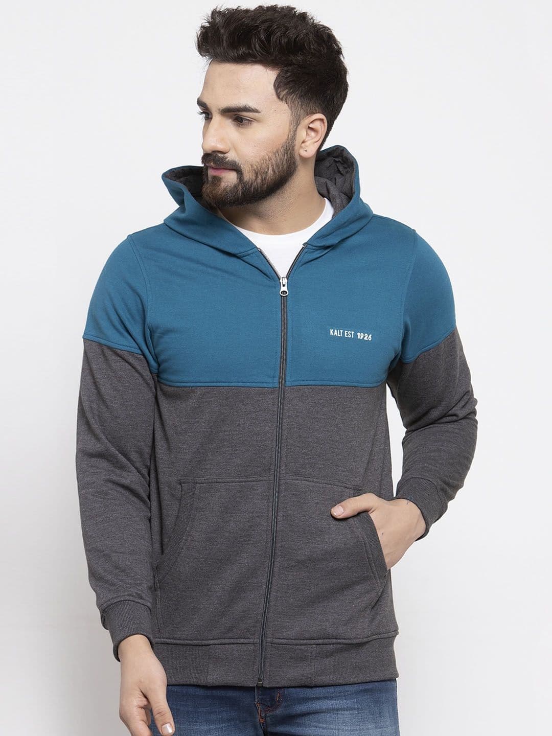 Kalt Men Grey Colourblocked Padded Jacket - view 1