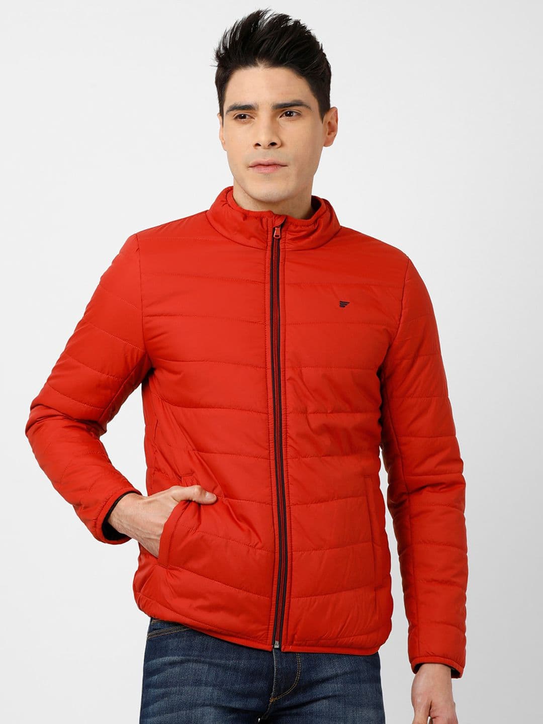t-base Men Rust Solid Lightweight Puffer Jacket - view 1
