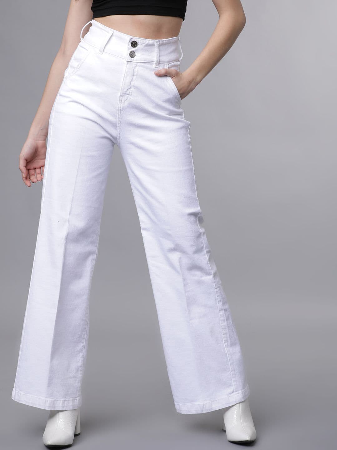 Tokyo Talkies Women White Regular Fit Mid-Rise Clean Look Stretchable Jeans - view 1