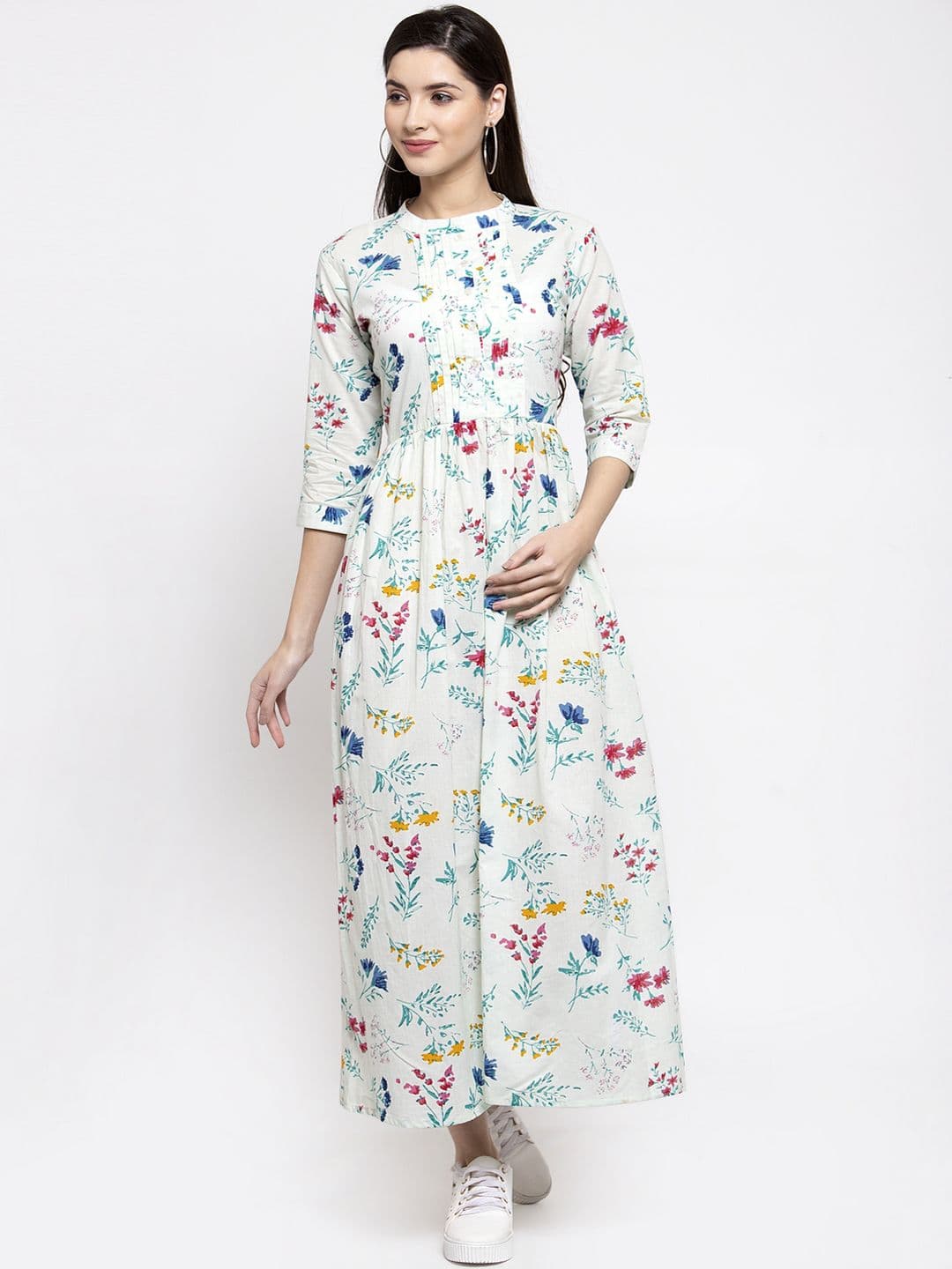 Indibelle Women White Printed Maxi Dress - view 1