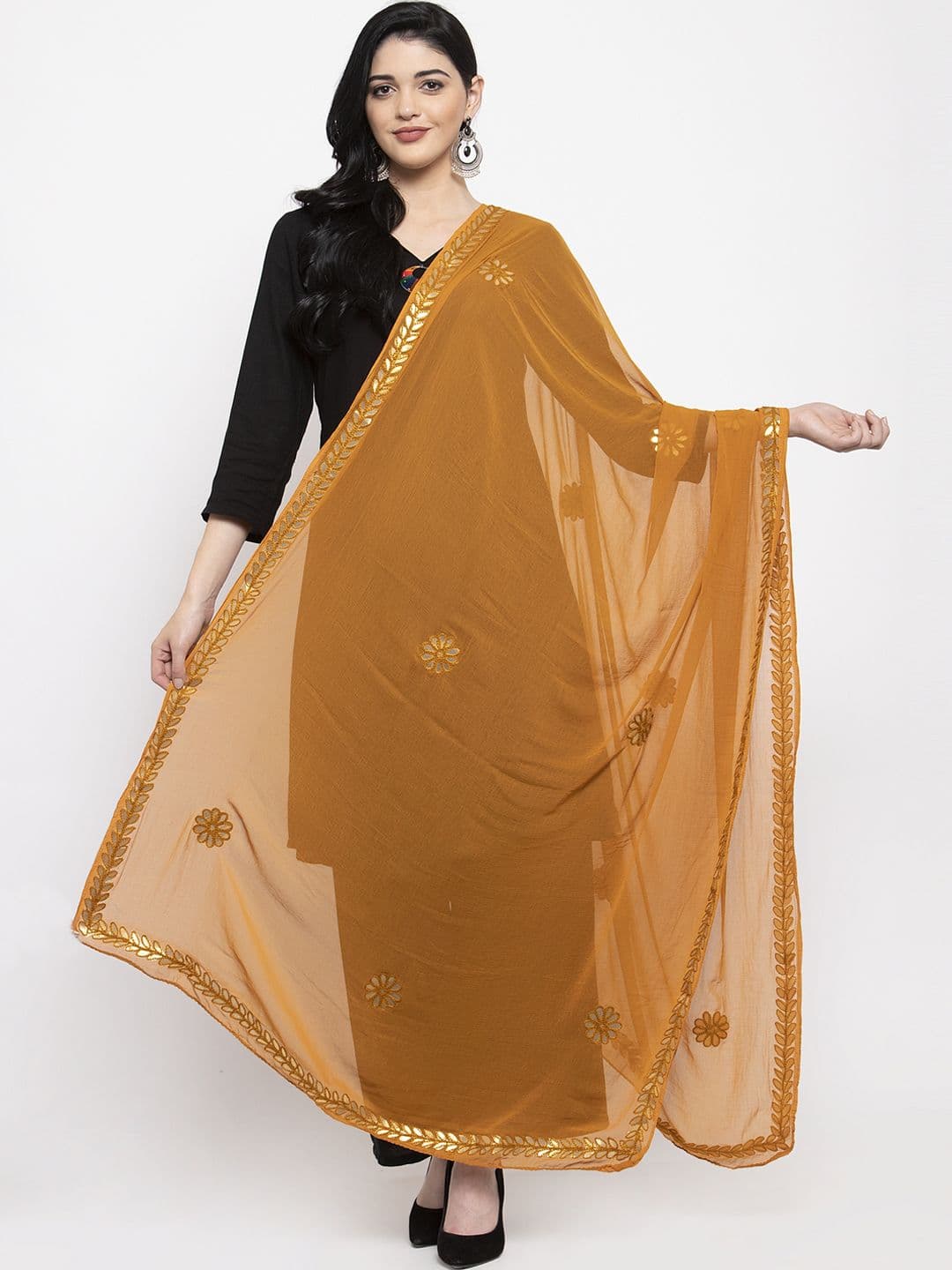 Clora Creation Mustard Yellow Gotta Patti Dupatta - view 1