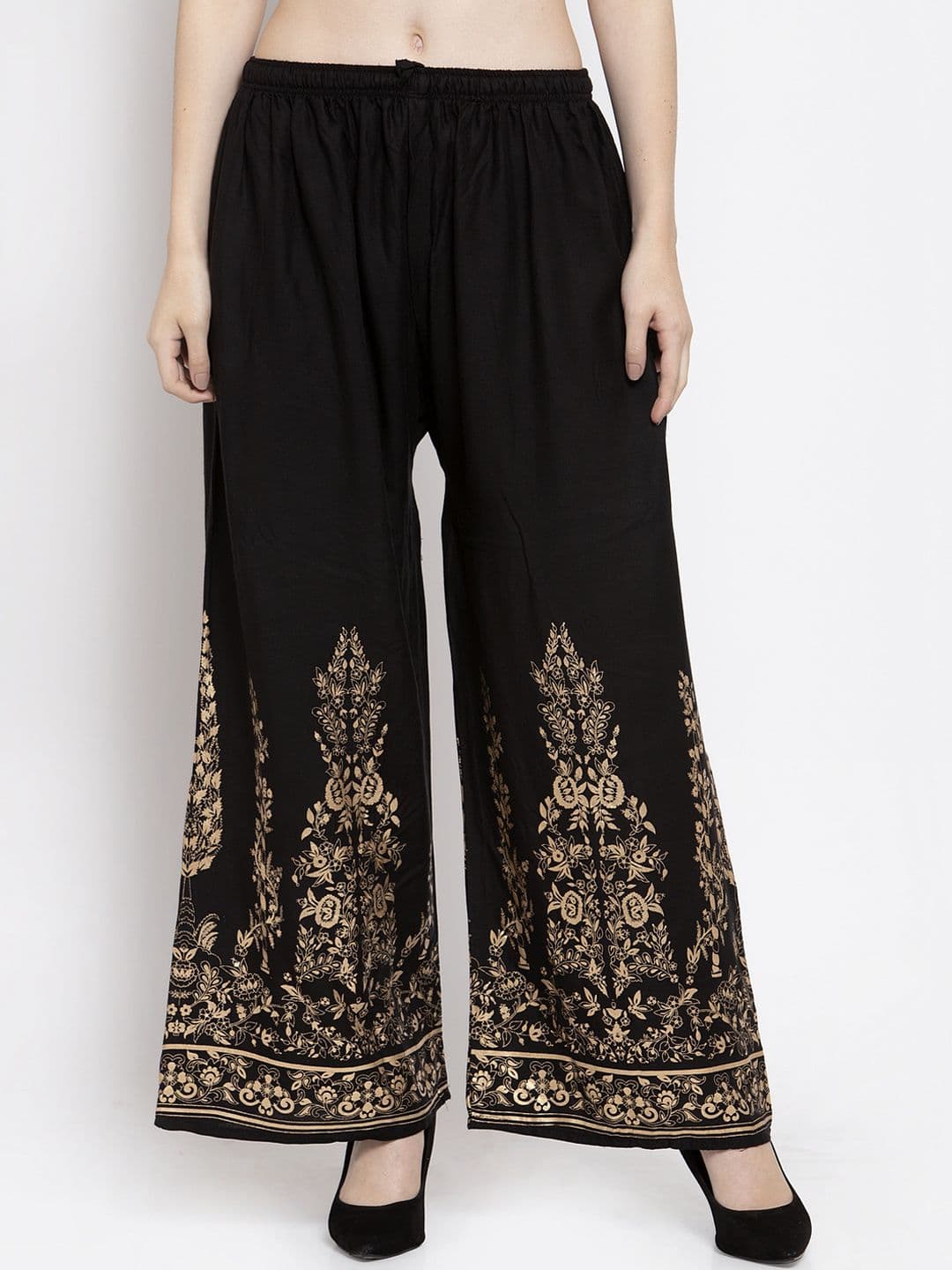 Clora Creation Women Black Printed Wide Leg Palazzos - view 1