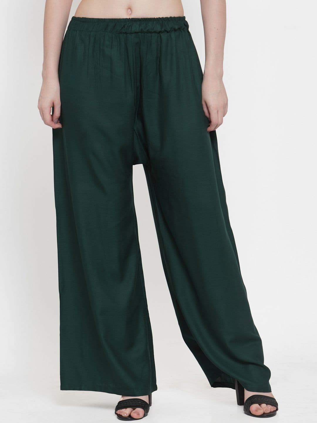 TAG 7 Women Green Solid Flared Palazzos - view 1
