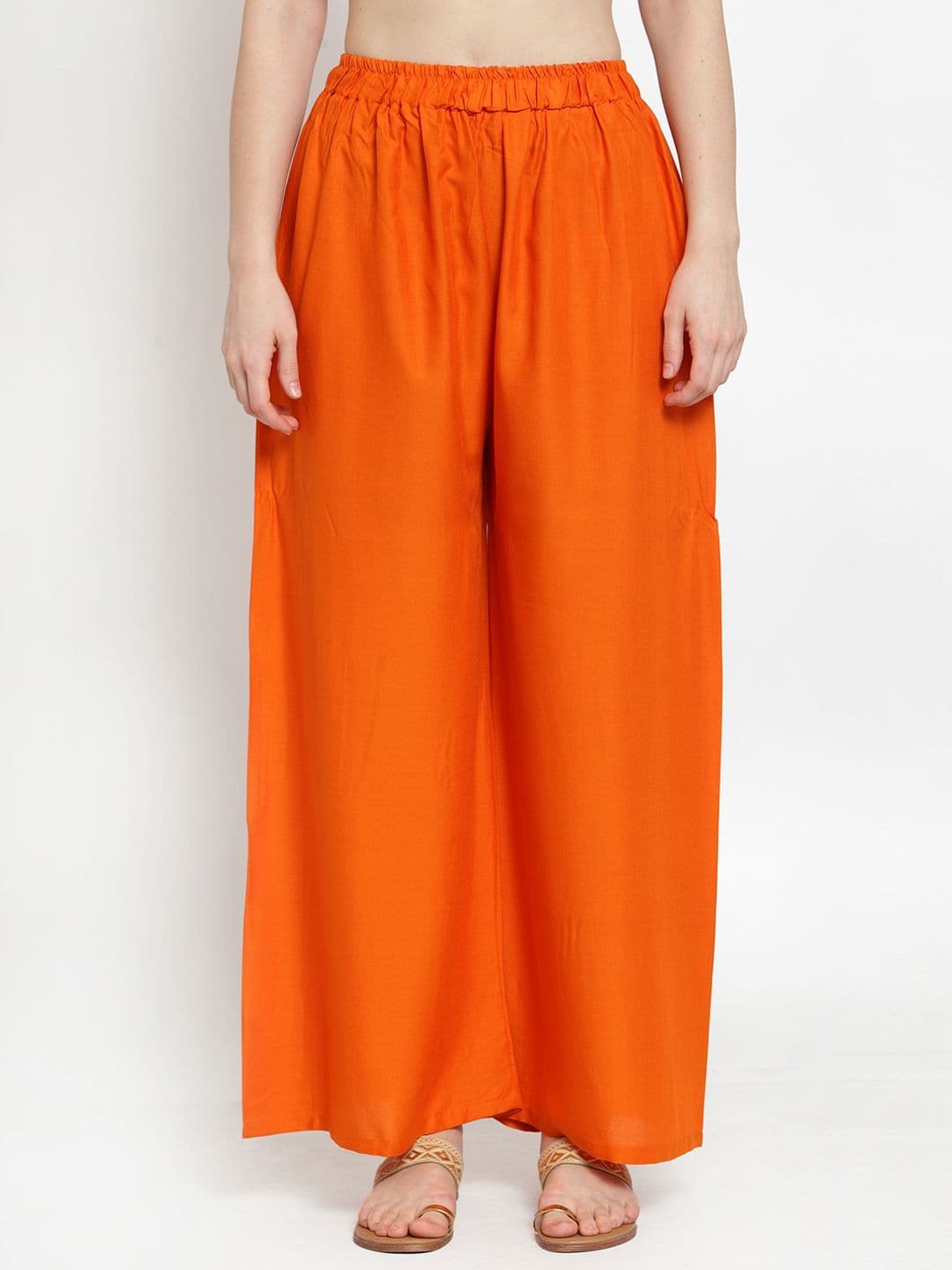 TAG 7 Women Orange Solid Wide Leg Palazzos - view 1