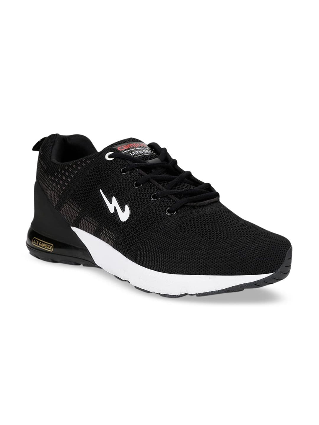 Campus SYRUS Men Black & White Mesh Running Shoes - view 1