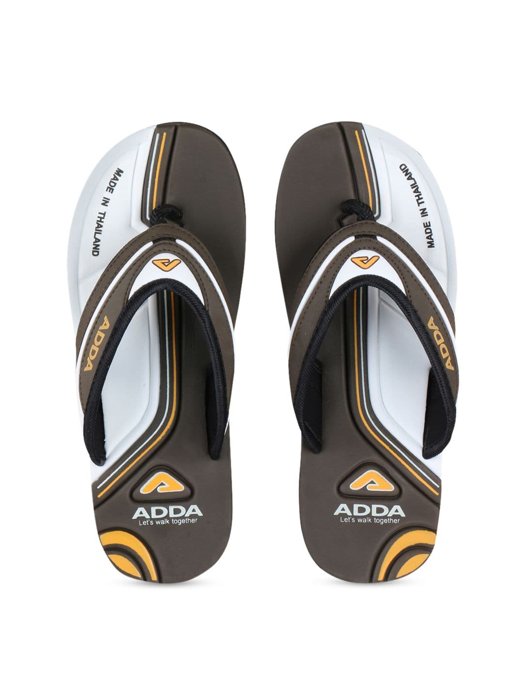 Adda Men Green & White Colourblocked Thong Flip-Flops - view 1