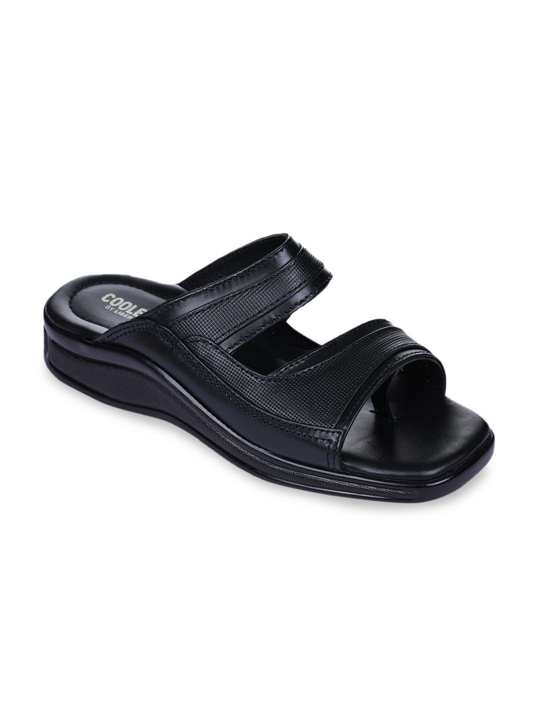 Liberty Men Black Leather Comfort Sandals - view 1
