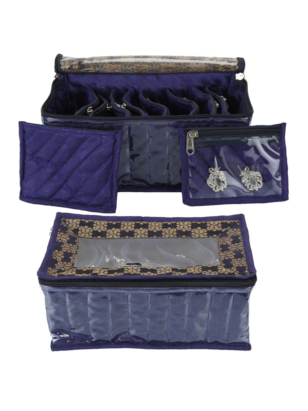 Kuber Industries Blue Solid 2 Pieces Jewellery Organizers With 10 Pouches - view 1