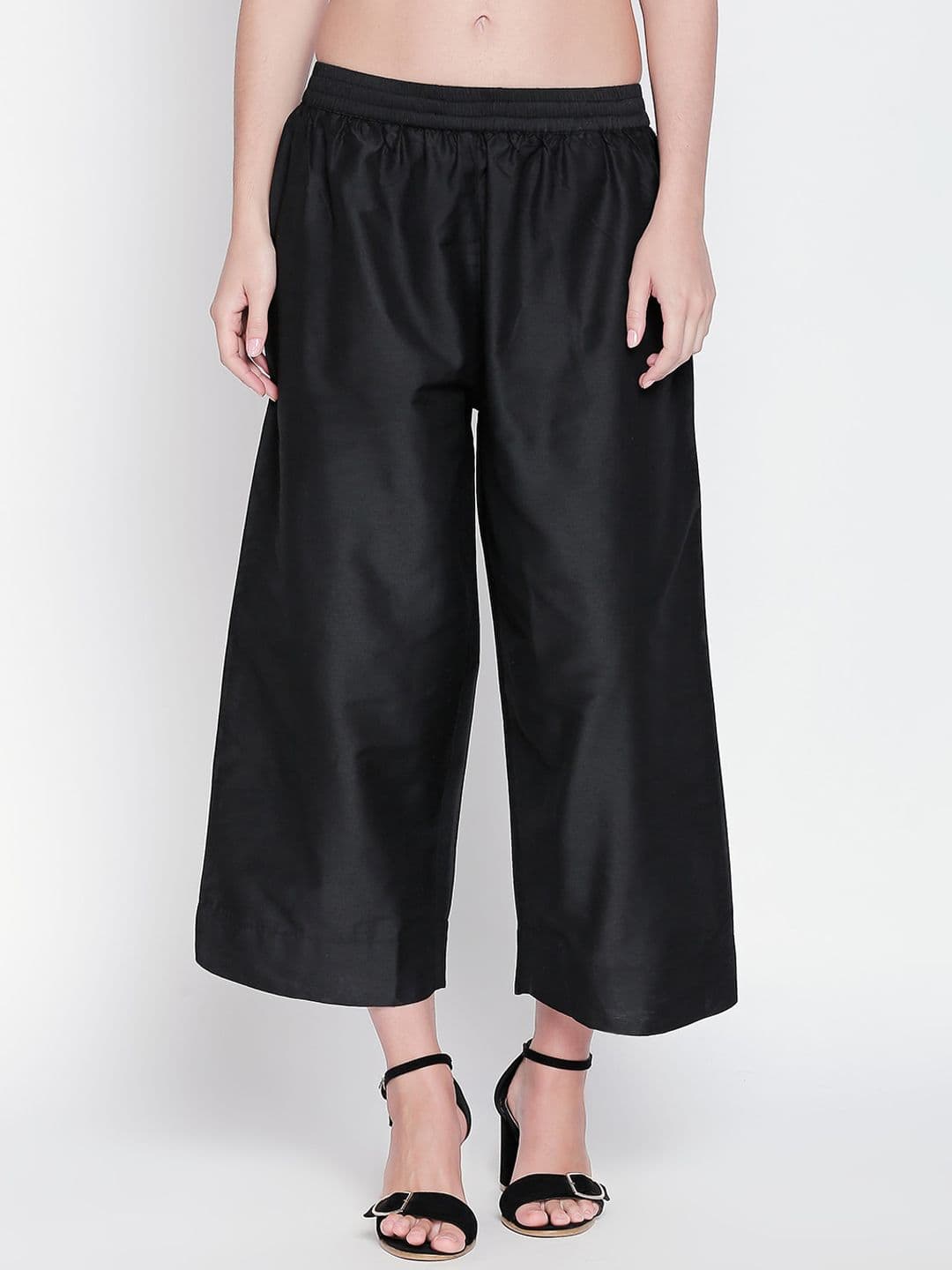 RANGMANCH BY PANTALOONS Women Black Solid Wide Leg Palazzos - view 1