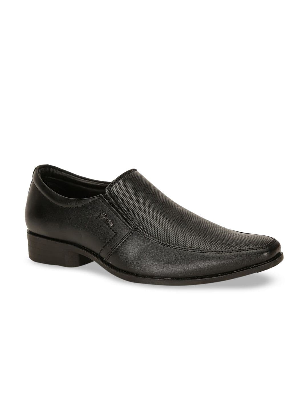 Bata Men Black Textured Formal Slip-Ons - view 1
