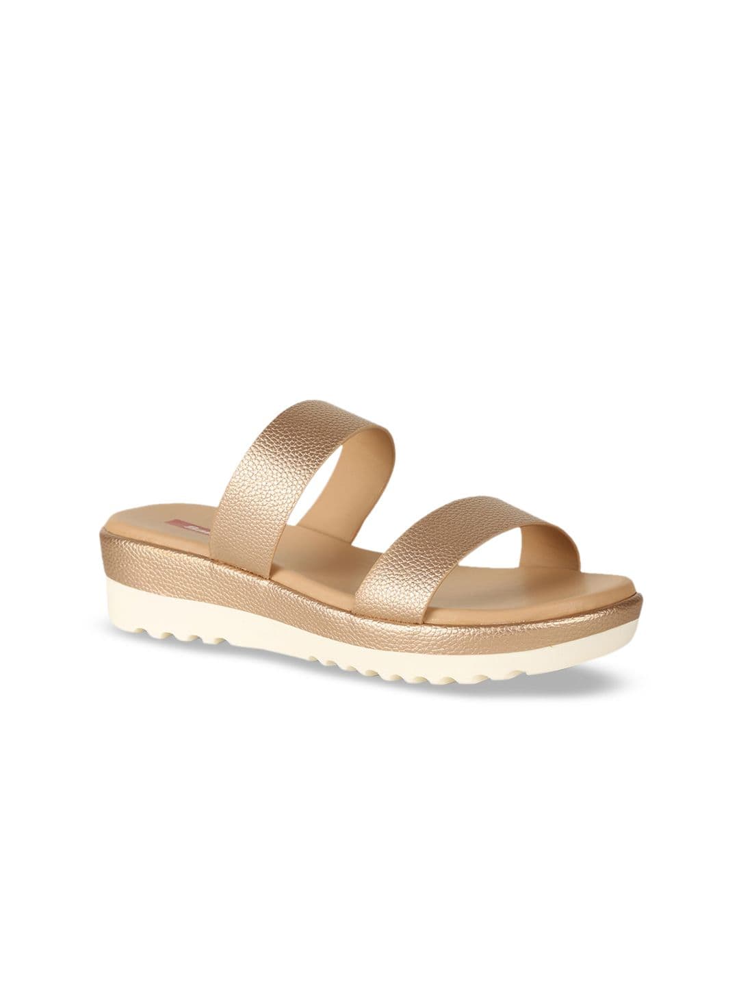 Bata Women Muted Gold-Toned Solid Wedge Heels - view 1