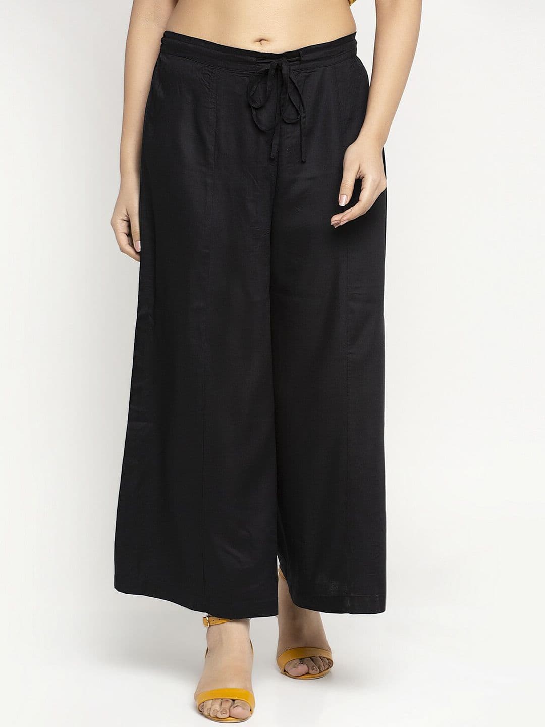 Ayaany Women Black Solid Wide Leg Palazzos - view 1