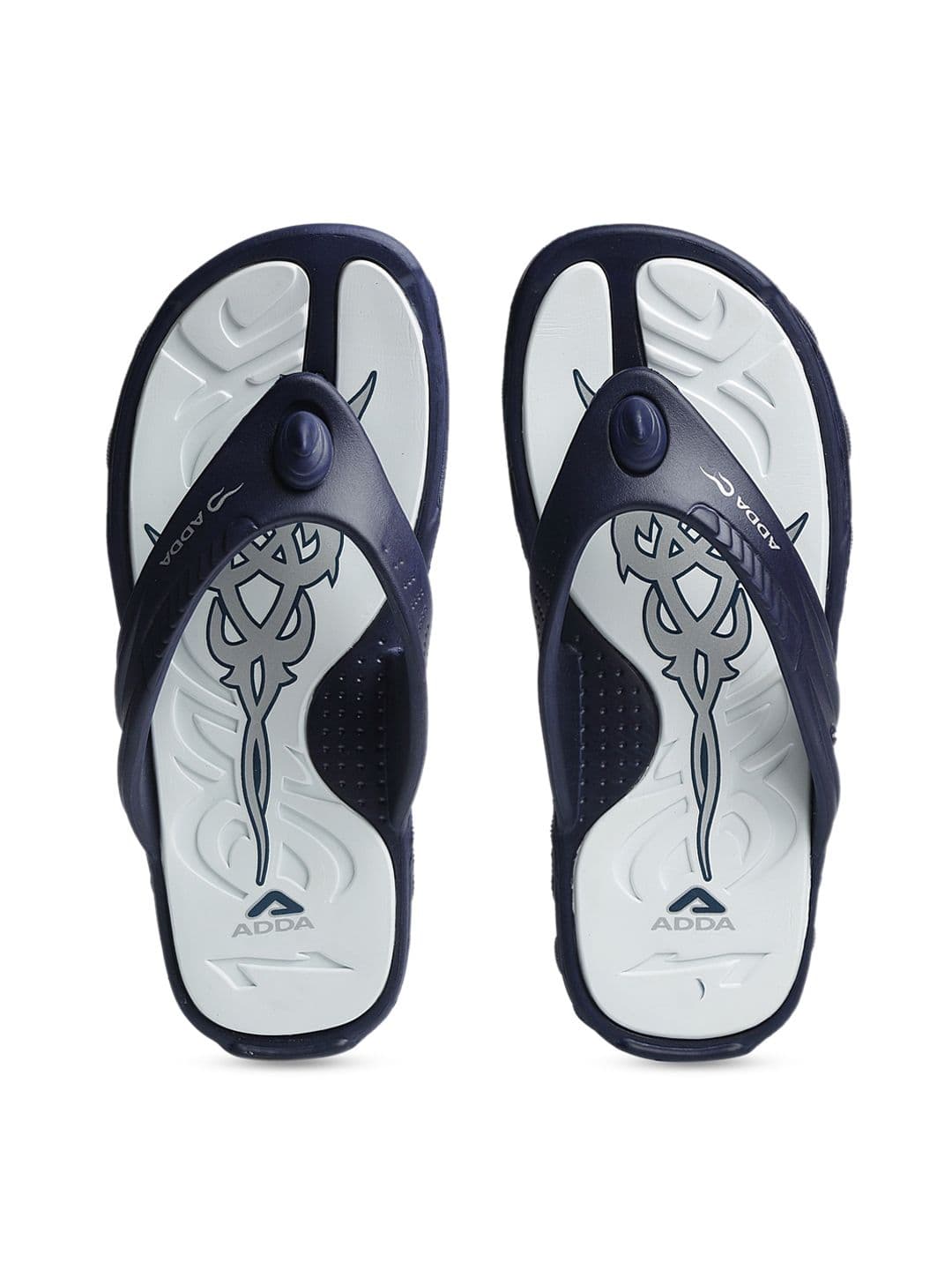 Adda Men Navy Blue & White Solid Thong Flip-flops - view 1