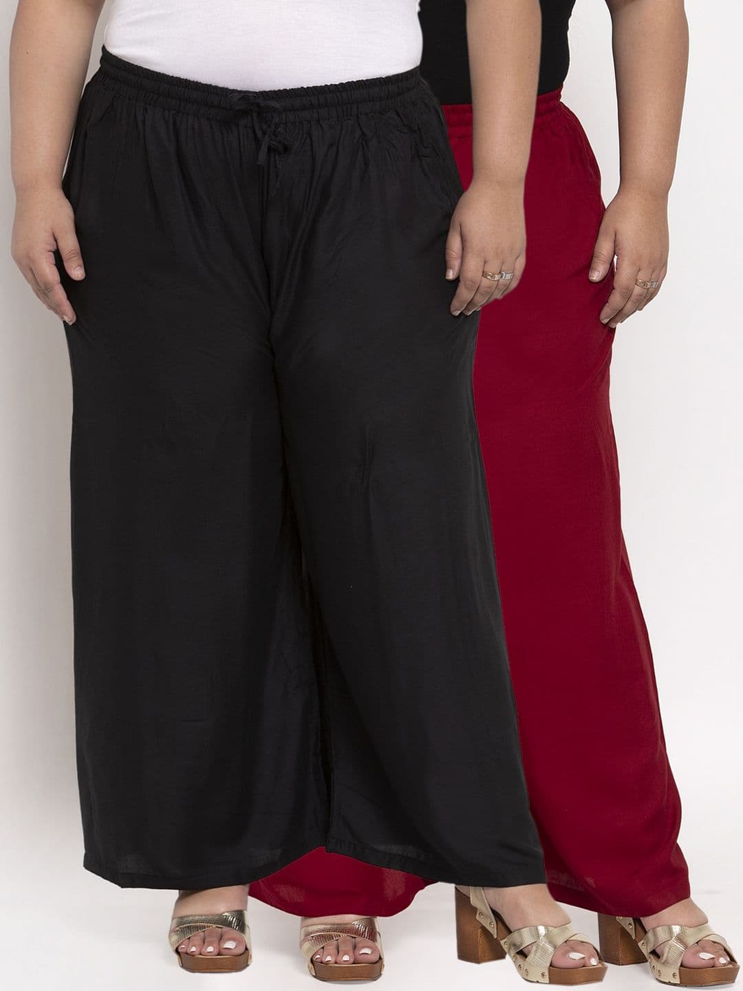 TAG 7 PLUS Women Pack Of 2 Solid Straight Palazzos - view 1