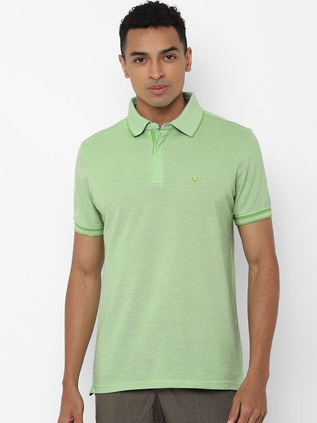 Allen Solly Men Green Solid Polo Collar T-shirt - view 1