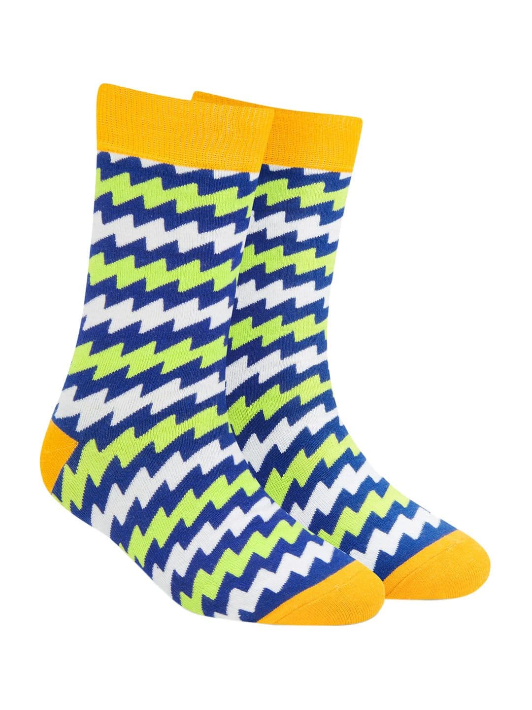 Dynamocks Unisex Blue & White Patterned Sustainable Calf-Length Socks - view 1