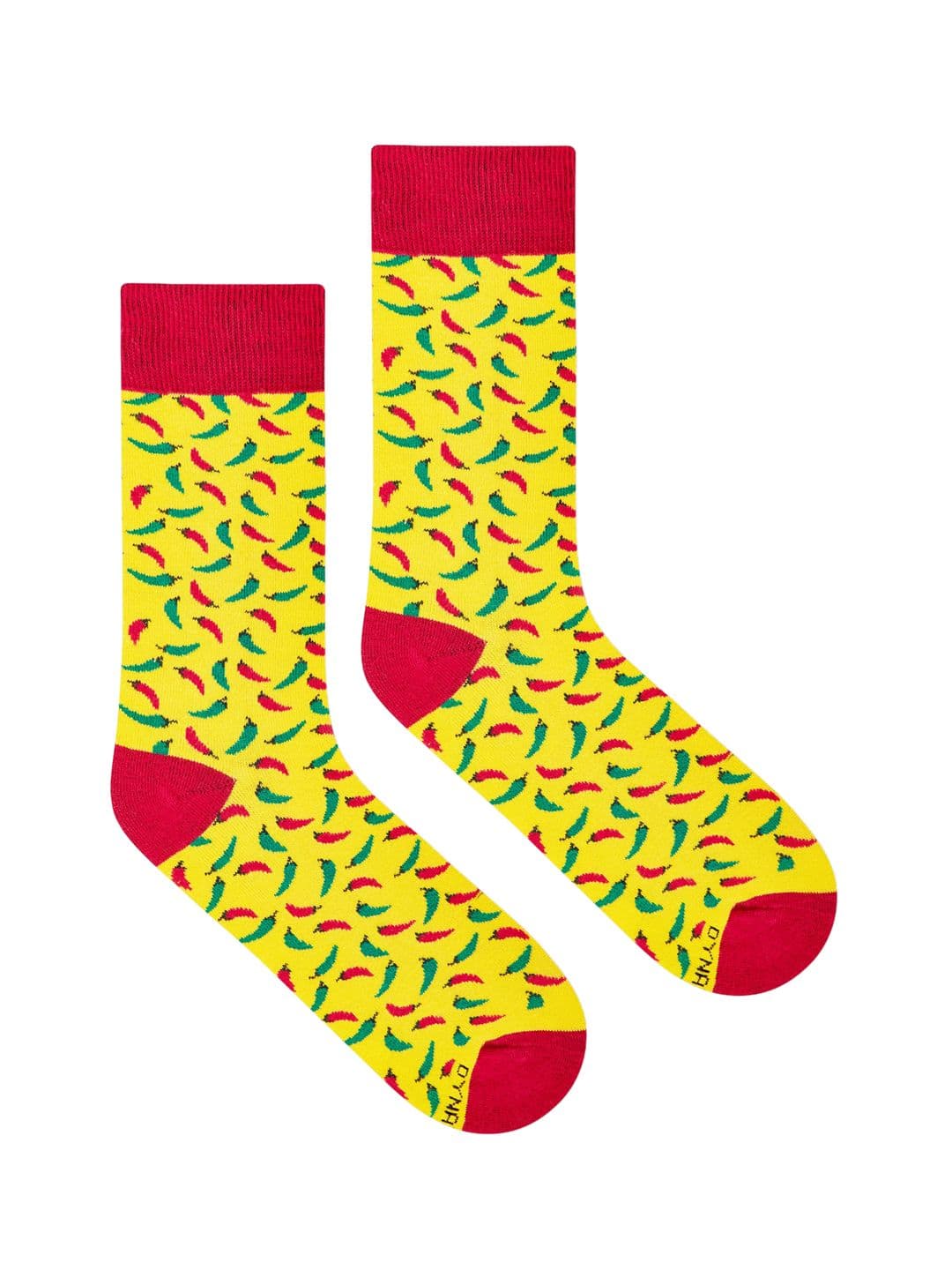 Dynamocks Yellow & Red Chillies Patterned Sustainable Calf-Length Socks - view 1
