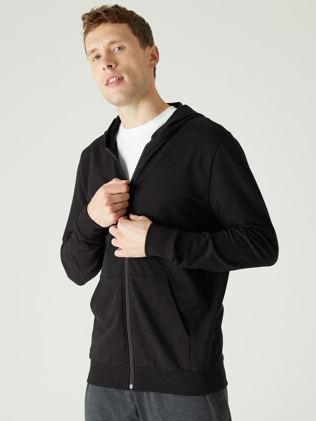 Decathlon Domyos - Men Black 100 Stretchable Gym Sweatshirt