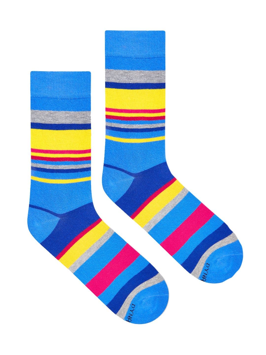 Dynamocks Unisex Blue & Yellow Striped Calf-Length Socks - view 1