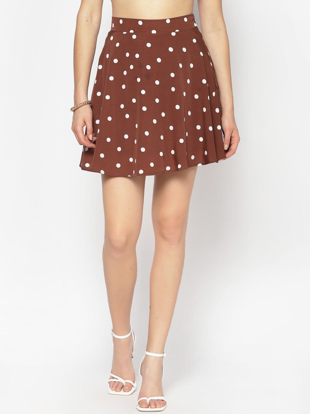 Sera Women Brown & White Printed Flared Mini Skirt - view 1