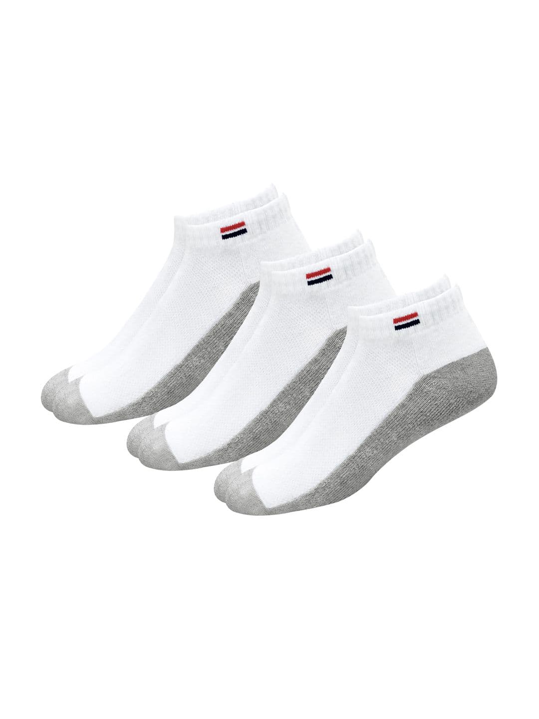 NAVYSPORT Men Pack of 3 White & Grey Colourblocked Ankle-Length Socks - view 1