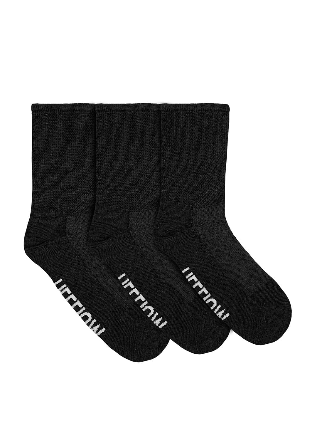 Heelium Unisex Pack of 3 Black Solid Diabetic Anti-Odour Calf-Length Socks - view 1