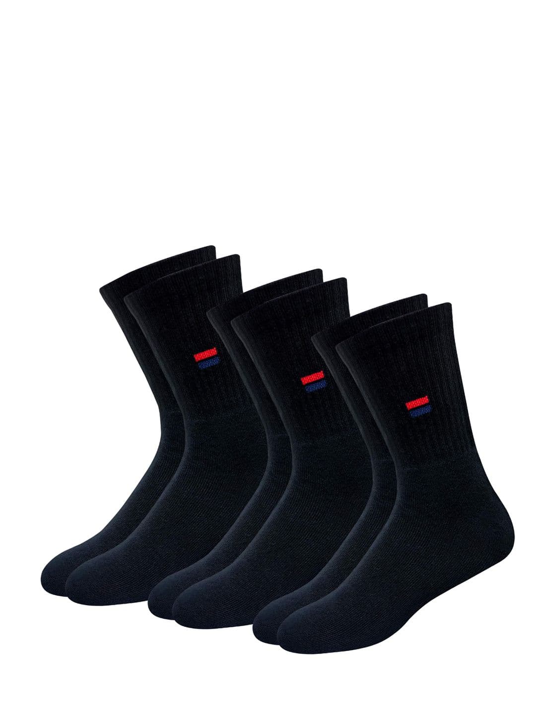 NAVYSPORT Men Pack of 3 Black Solid Calf-Length Cushioned Socks - view 1