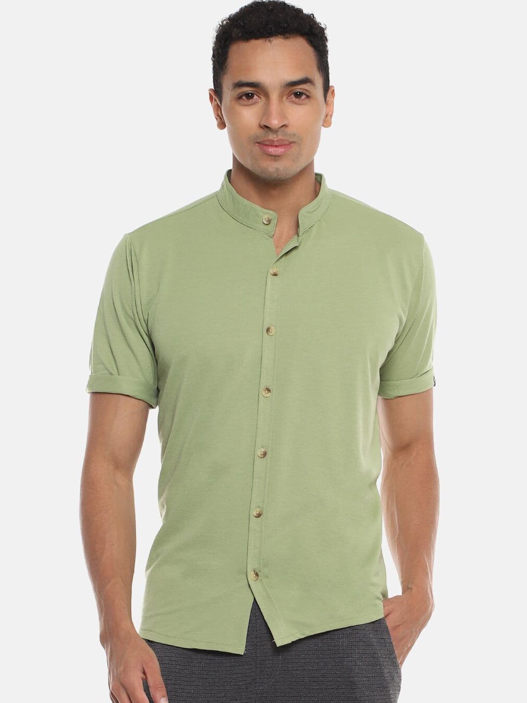 CAHOOT Men Green Regular Fit Knitted Casual Shirt - view 1