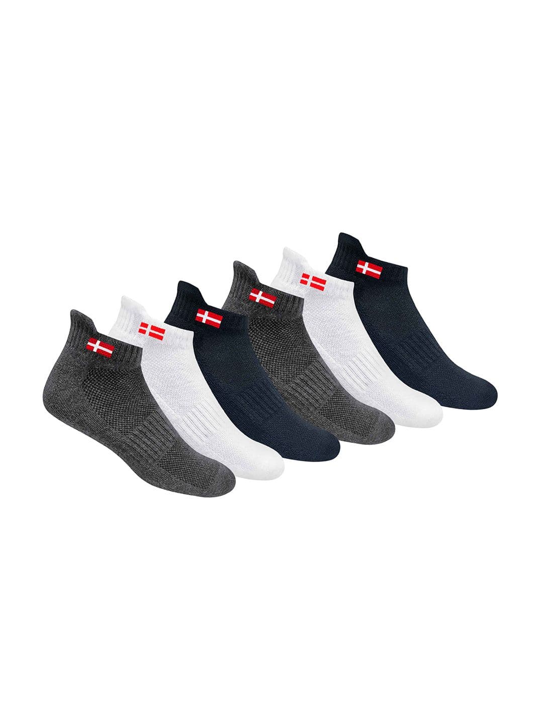 KOPNHAGN Men Pack Of 6 Assorted Athletic Combed Cotton Cushion Ankle-Length Socks With Sports Tab - view 1