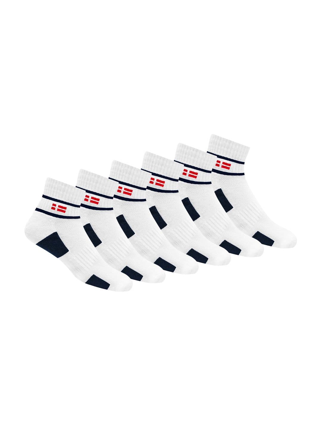 KOPNHAGN Men Pack Of 6 White & Navy Blue Striped Above-Ankle Socks - view 1