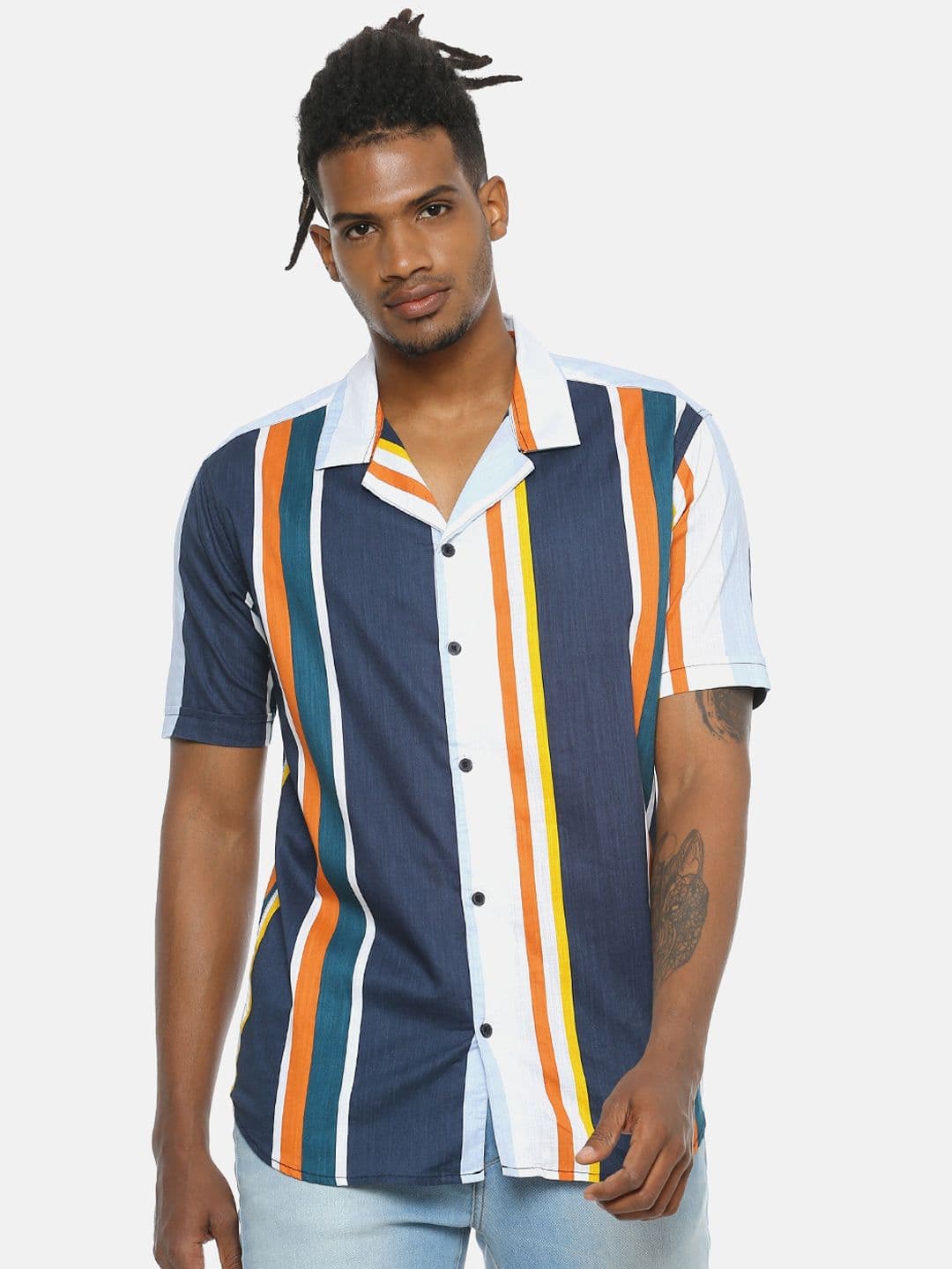 CAHOOT Men Multicoloured Regular Fit Striped Casual Shirt - view 1