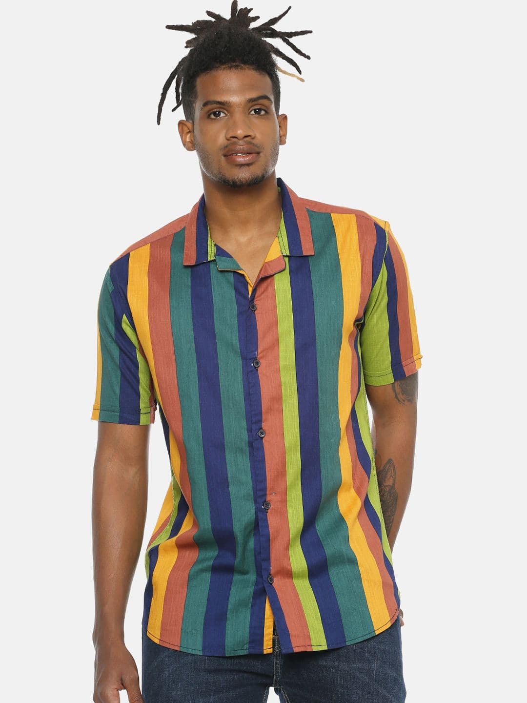 CAHOOT Men Multicoloured Regular Fit Striped Casual Shirt - view 1