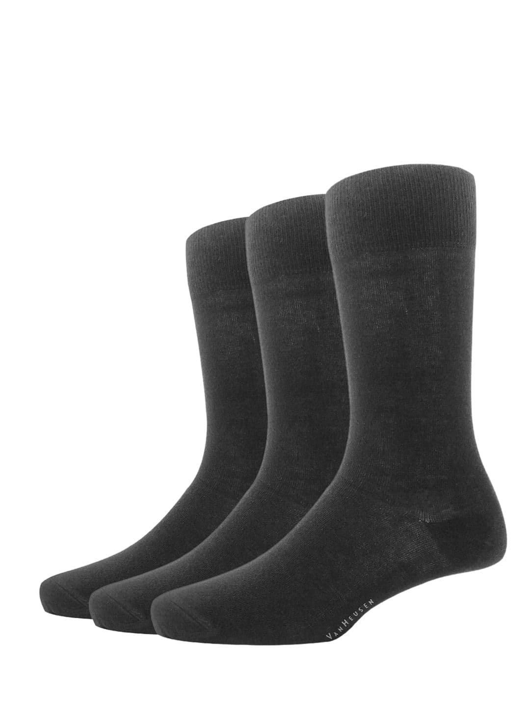 Van Heusen Men Pack Of 3 Black Solid Calf-Length Socks - view 1