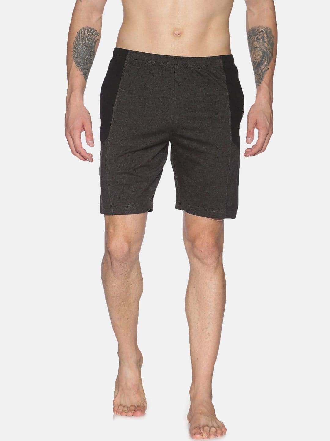 Dollar Solid Bermuda Shorts With Contrast cut and Sew Panel with Net Folding - view 1
