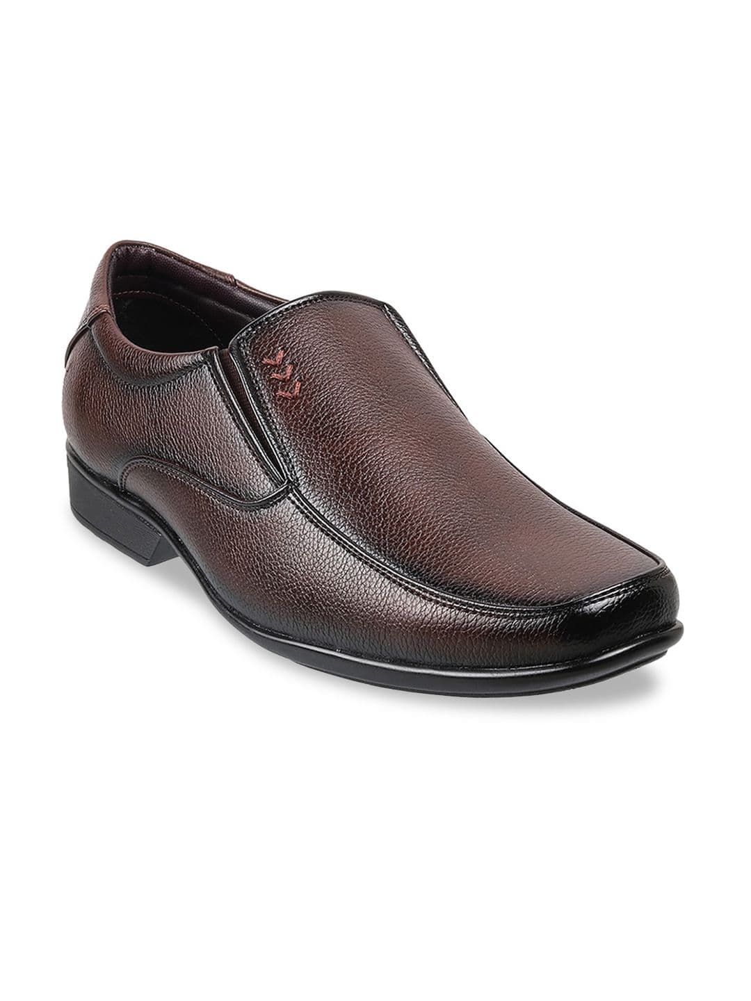 WALKWAY by Metro Men Brown Textured Synthetic Formal Slip-Ons - view 1