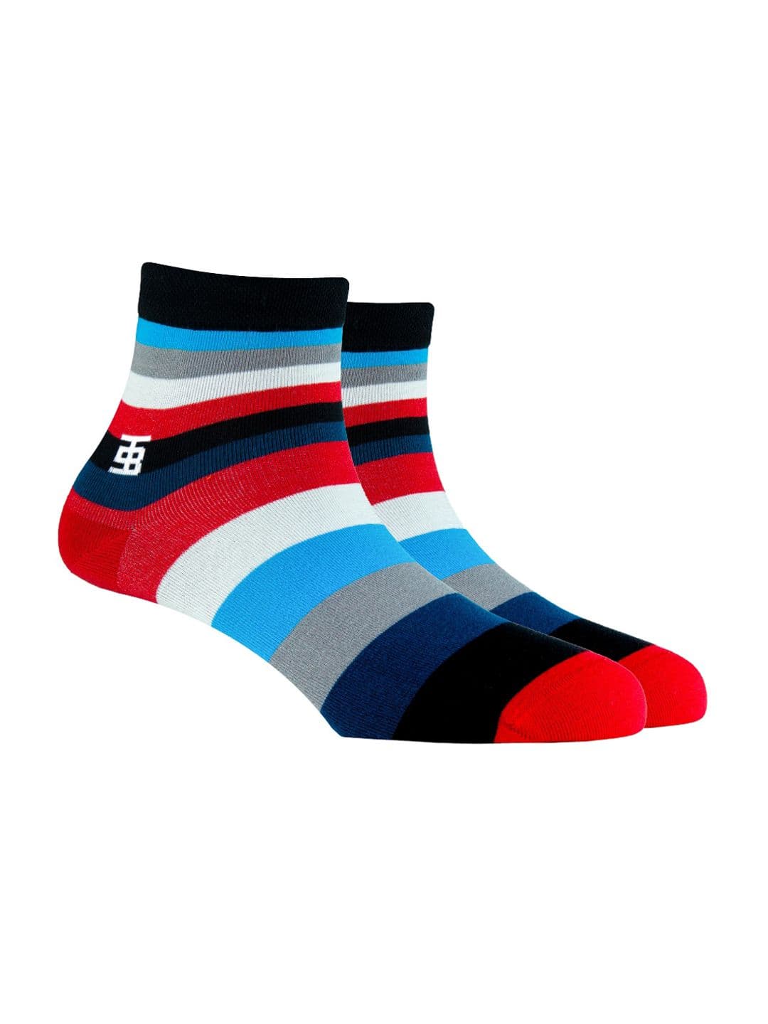 SockSoho Men Blue & Red Striped Ankle-Length Socks - view 1
