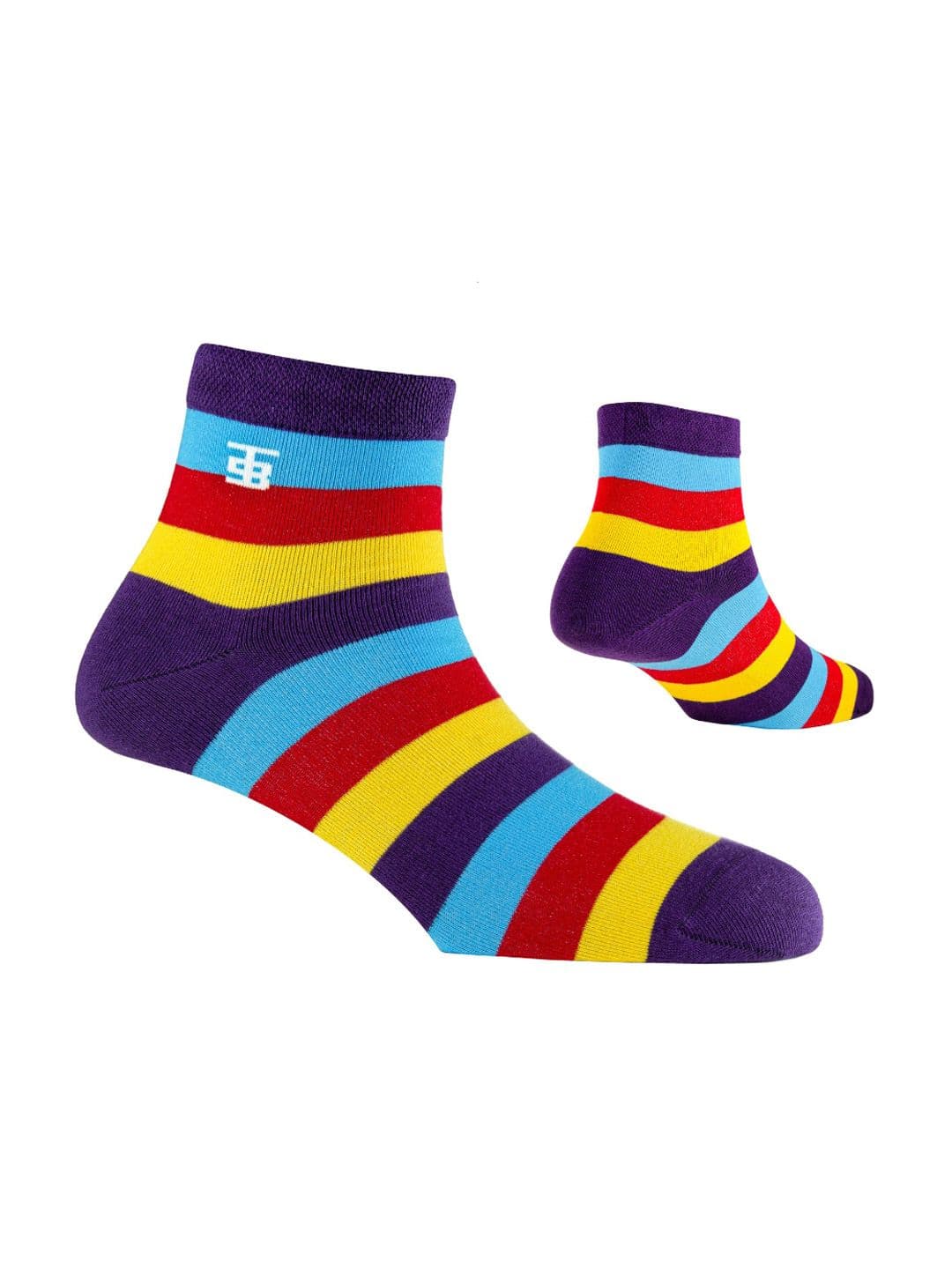 SockSoho Men Blue & Yellow Striped Ankle-Length Socks - view 1