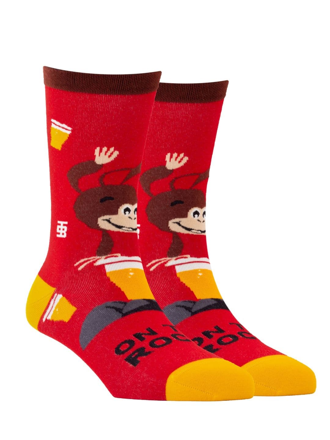 SockSoho Men Red & Yellow Patterned Calf-Length Socks - view 1