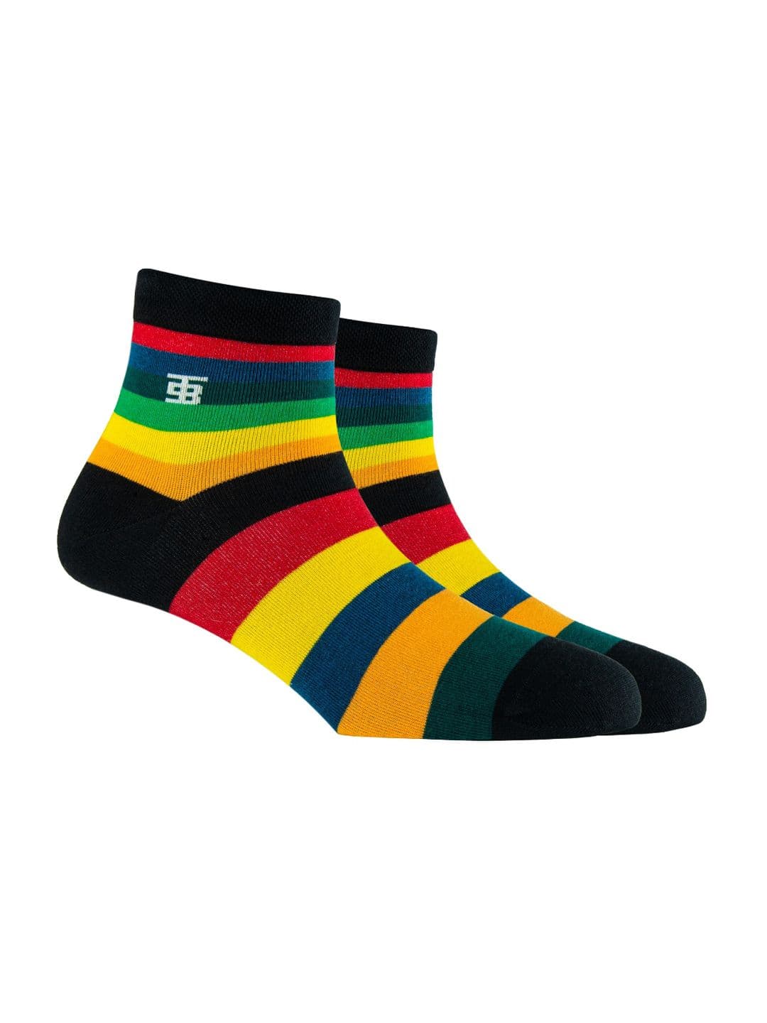 SockSoho Men Yellow & Black Striped Ankle-Length Socks - view 1