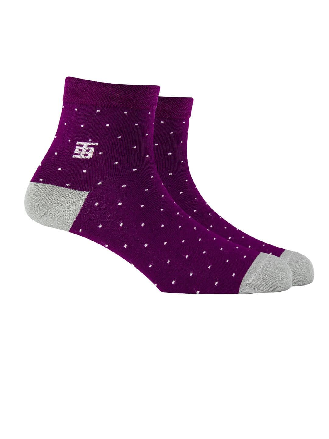 SockSoho Men Purple & Off-White Patterned Ankle-Length Socks - view 1