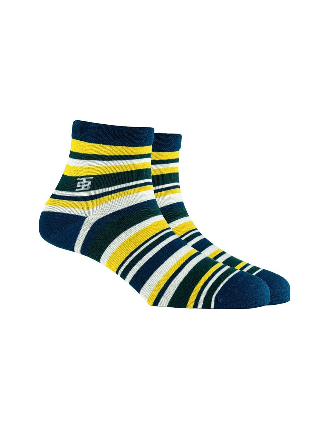SockSoho Men Blue & Yellow Striped Ankle-Length Socks - view 1