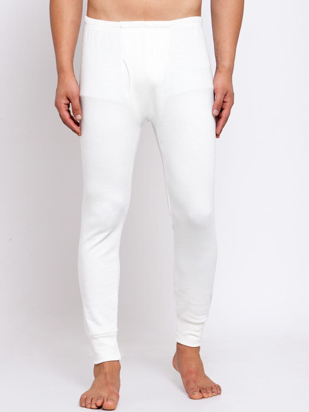 Kalt Men Off-White Ribbed Thermal Bottom - view 1
