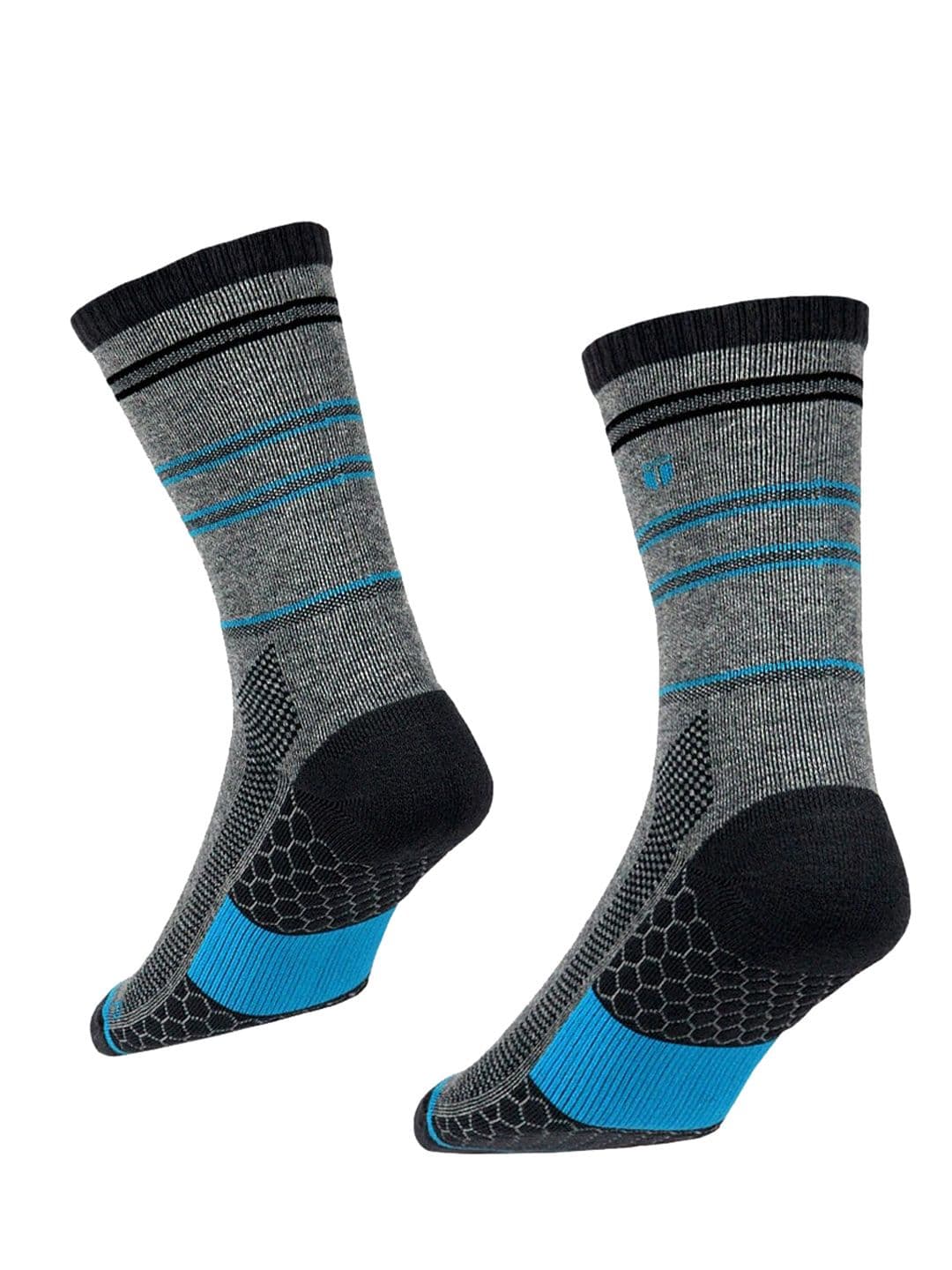 TEGO Unisex Grey & Blue Patterned Calf Length Socks - view 1