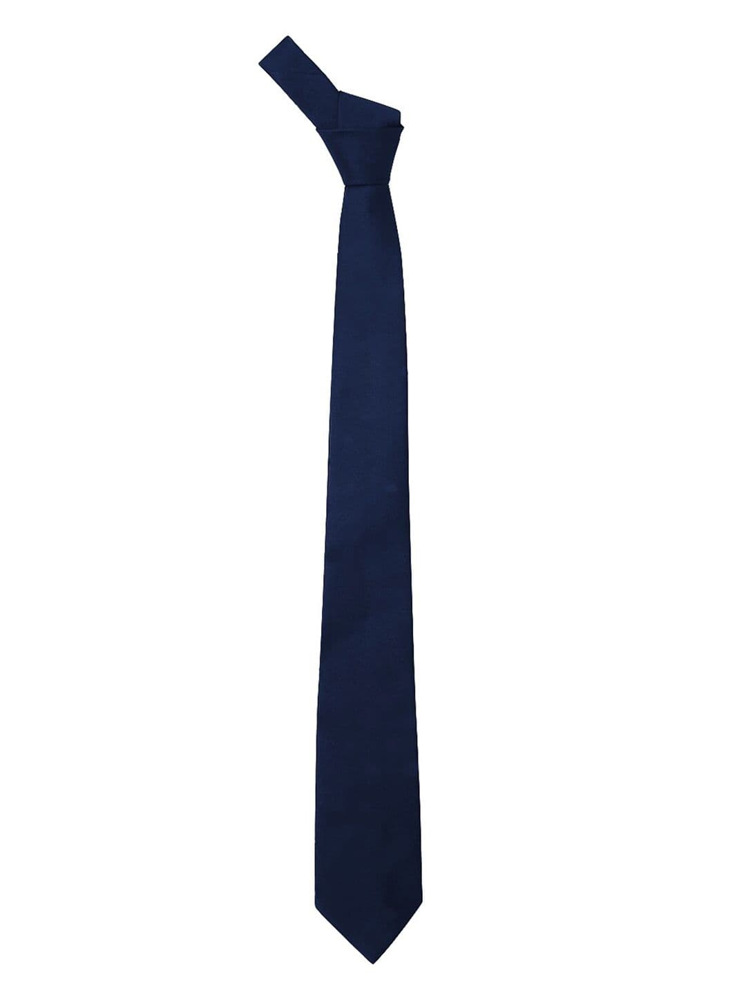 Blacksmith Navy Blue Solid Broad Satin Tie - view 1