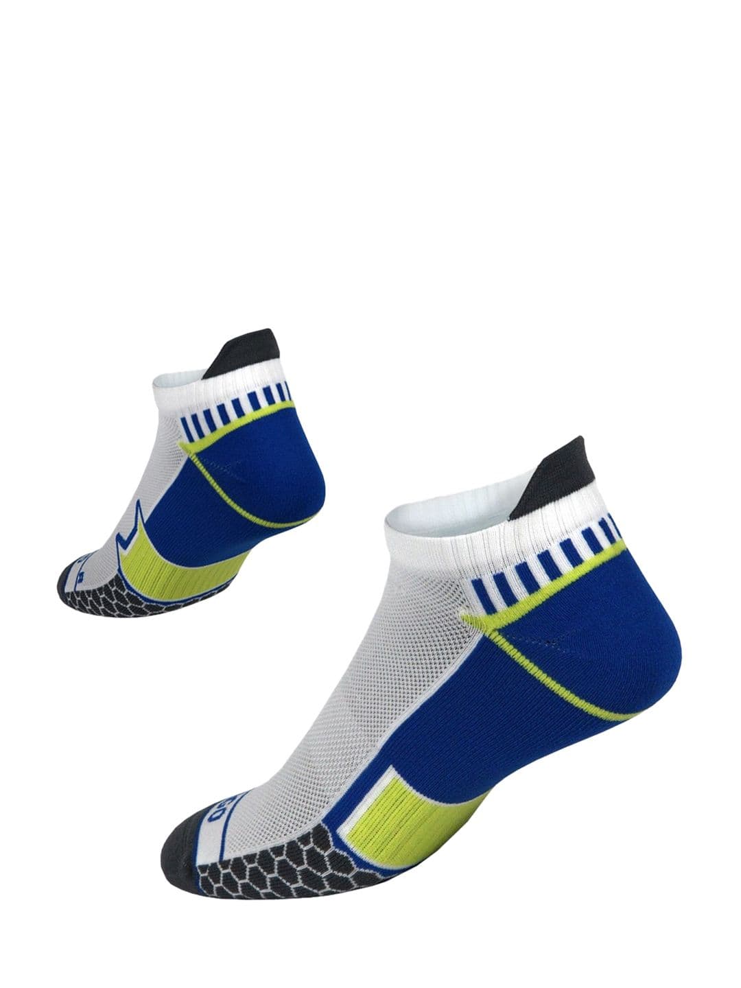TEGO Unisex White & Blue Patterned Cotton Ankle-Length Socks - view 1