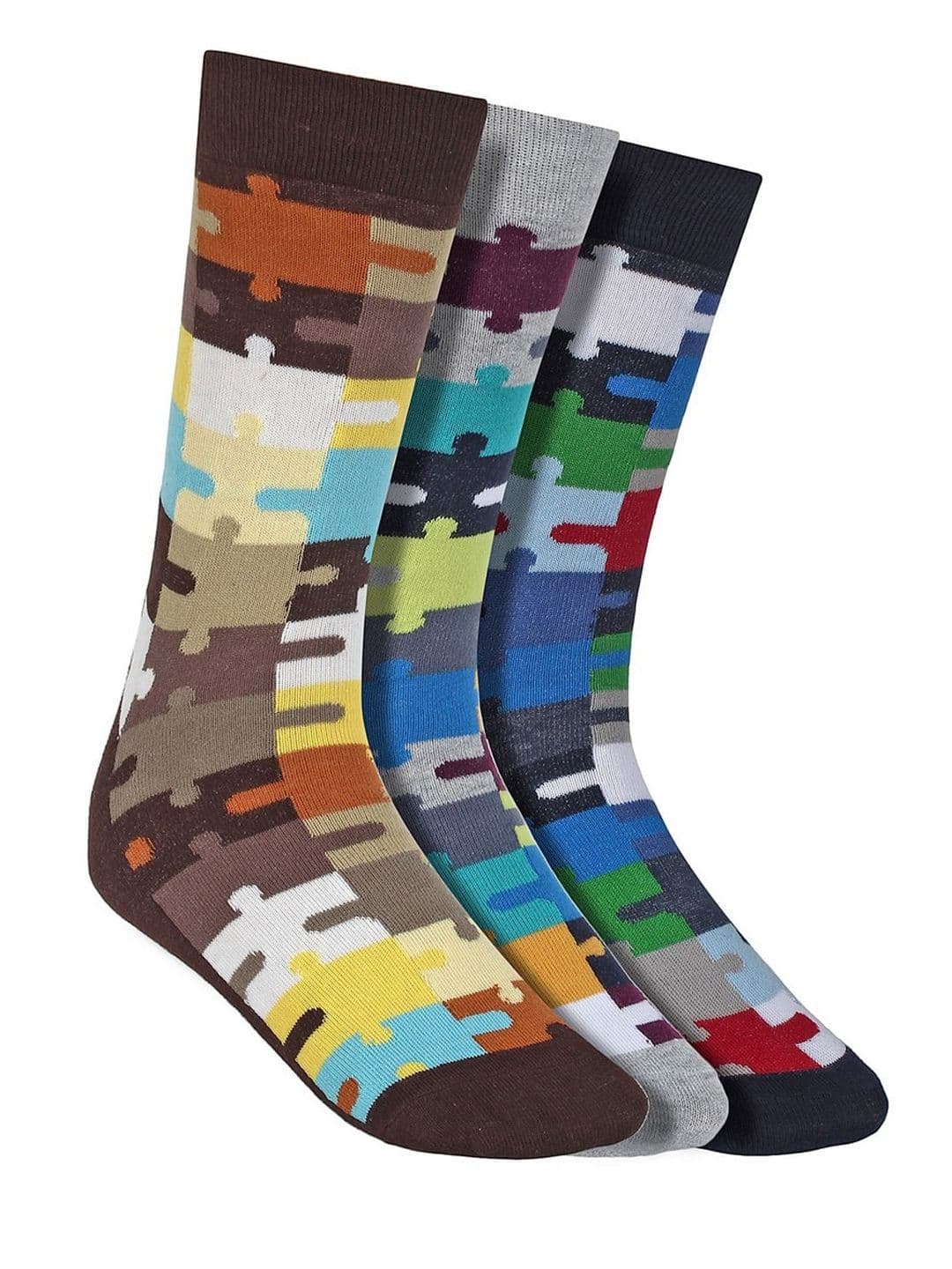 Creature Men Pack Of 3 Assorted Pure Combed Cotton Calf-Length Socks - view 1