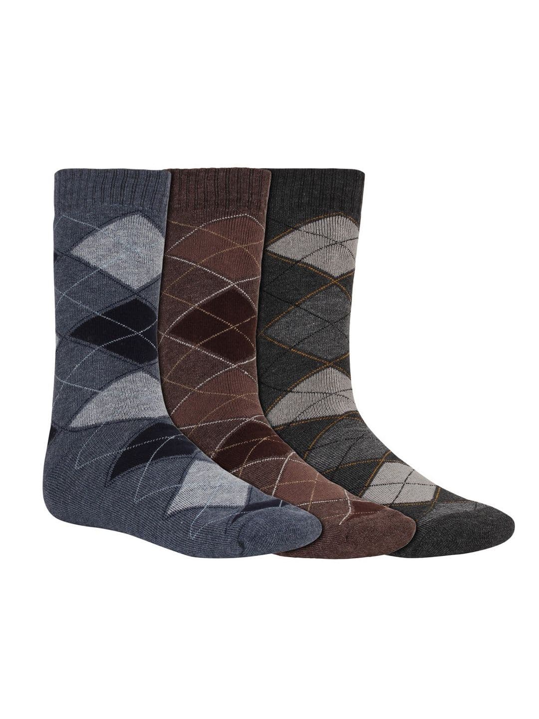 Creature Men Pack Of 3 Assorted Pure Combed Cotton Calf-Length Socks - view 1