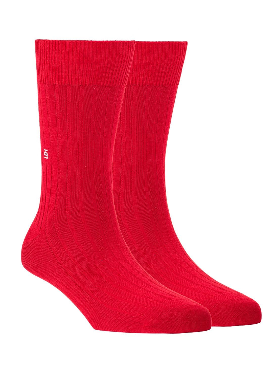 SockSoho Men Red Solid Anti-Bacterial Calf-Length Socks - view 1